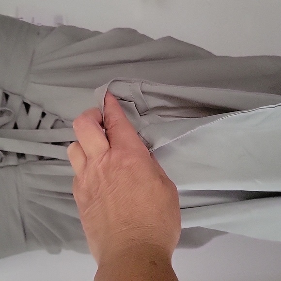 Happy Wedding Gown Gray Green Front Slit Adjustable Laced Back Fully Lined New - Picture 11 of 16